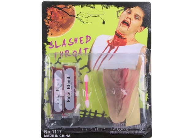 Fakesår hals + falsk blod 10 ml (2x5 ml) Halloween make-up sæt