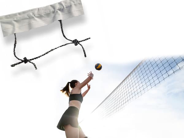 Volleyballnet 9,5 x 1 m plast hvid med stålwire og opbevaringspose
