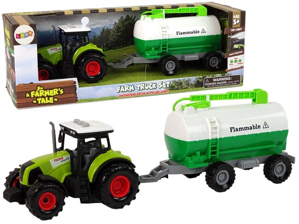 Legetraktor med tankvogn og lyd, 3+ år, batterier medfølger
