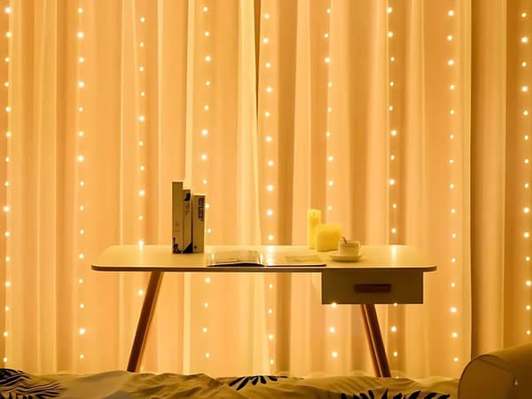 Ljusslinga ljusgardin 300 LED varmvit 3 m USB med adapter