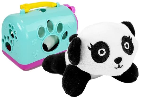 Pehmopanda kuljettimella 13,5 cm – valitse väri (vit/blå, rosa/lila)