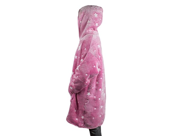 Oversize huopa-huppari taskulla vaaleanpunainen tähdet onesize