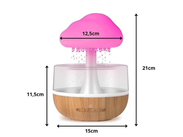 Luftfugter skyformet 200 ml med aromaterapi RGB LED genopladelig