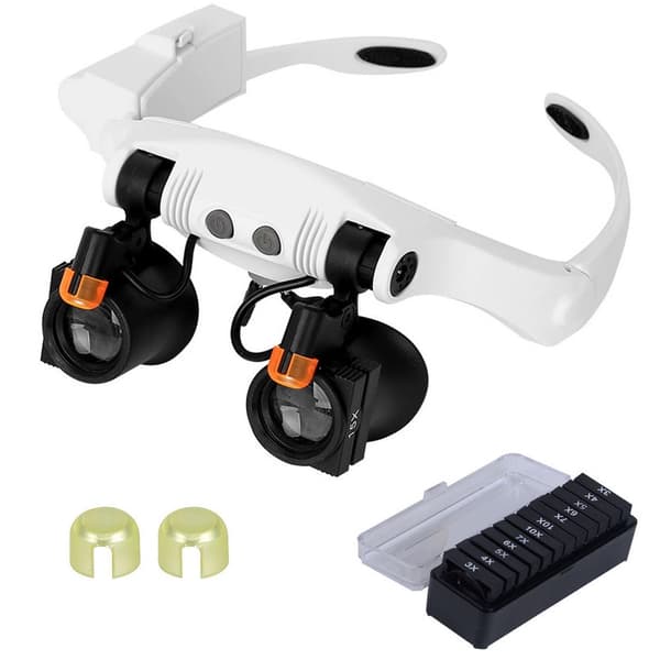 Pandeluppe med LED og 14 linser 3x–10x hvid/sort