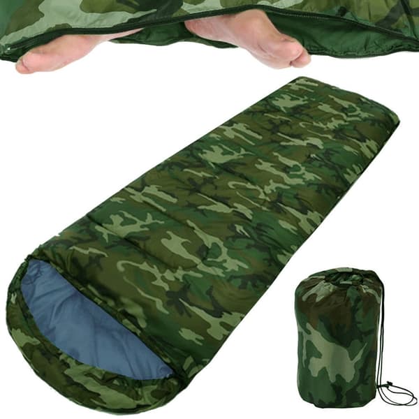 Sovsæk med hætte og lynlås 200 cm polyester moro med opbevaringspose
