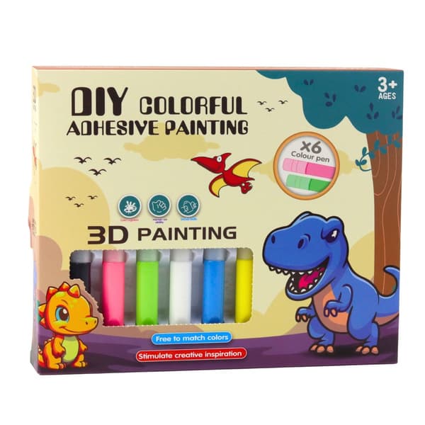 DIY pysselset dinosaurie-nøgleringe 6-pack med 6 gelpenne