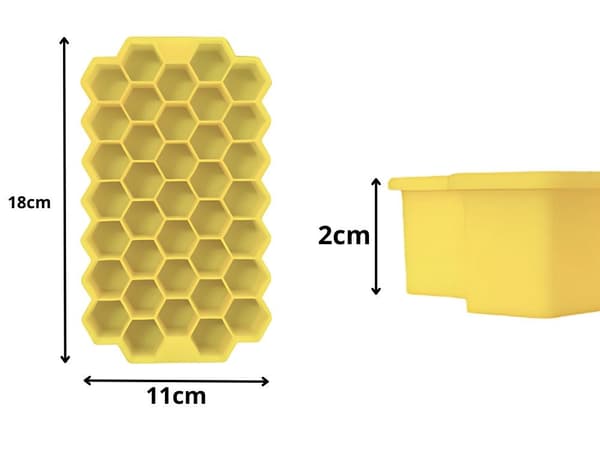 Isterningeform silikone 37 isterninger hexagon 18x11x2 cm blandede farver