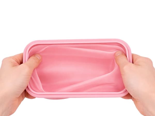 Hopfällbara silikonmatlådor 4-pack med tätt lock och clips, rosa
