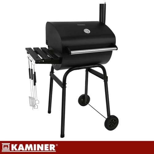 Kulgrill med låg og termometer 117x82x51 cm sort