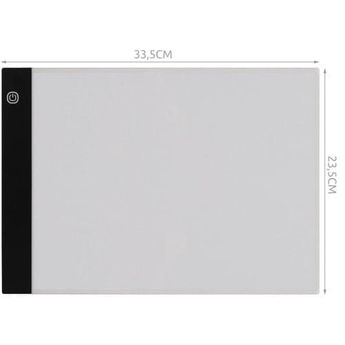 A4 lysbord skitseplade ultratynd 4 mm USB, 3 lysstyrker