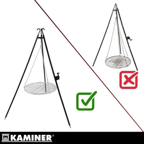 Tripod grill over åben ild 70 cm rist, højdejusterbar, rustfri