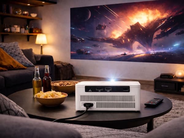 LCD-projektori Android TV 11 Wi‑Fi Bluetooth 720p tuki 4K 60–120