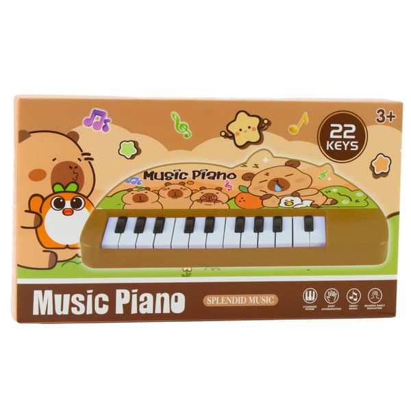 Barnpiano leksak 22 tangenter kapybara pastell, batteridrivet