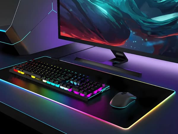 RGB gaming musemåtte XL 80 x 30 cm USB LED sort skridsikker