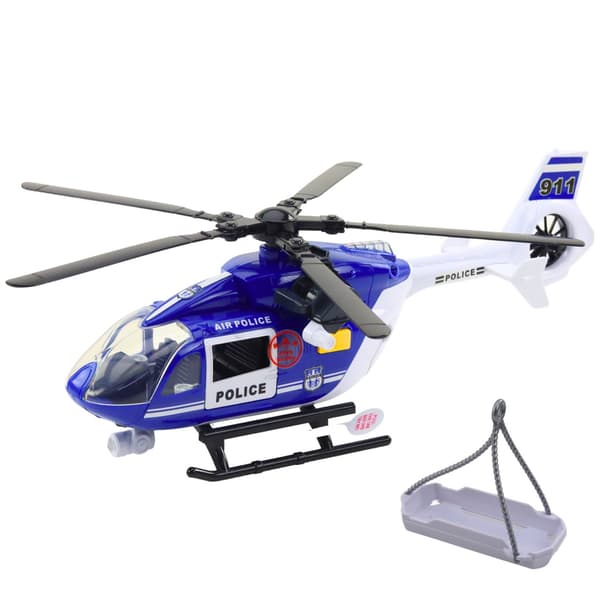 Politihelikopter legetøj 32 cm med lys/lyd, bårekrog og 2x AAA