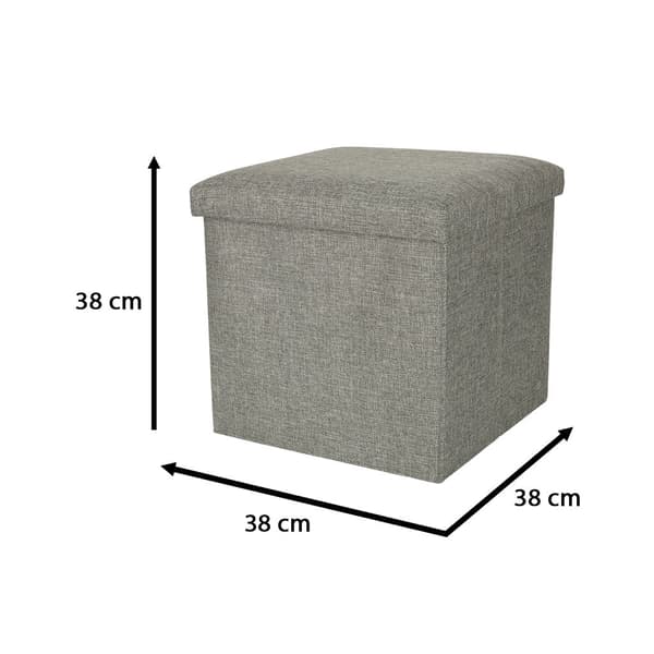 Sammenklappelig opbevaringspuf 38x38x38 cm grå polyester max 100 kg