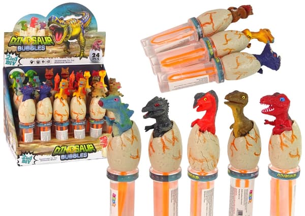 Såpbubblor dinosaurieflaska 18 cm, 24-pack, 12 varianter, 3+ år
