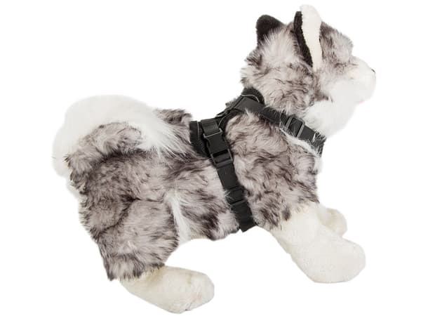 Hundesele M sort med kobbel 150 cm reflekterende justerbar