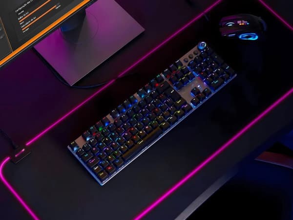 RGB gaming musemåtte XL 80 x 30 cm USB LED sort skridsikker