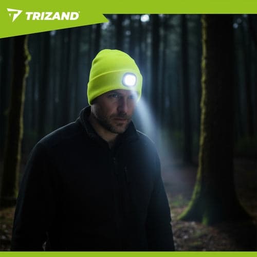 Vinterhue med USB-opladelig LED-lampe 3 tilstande unisex neon gul