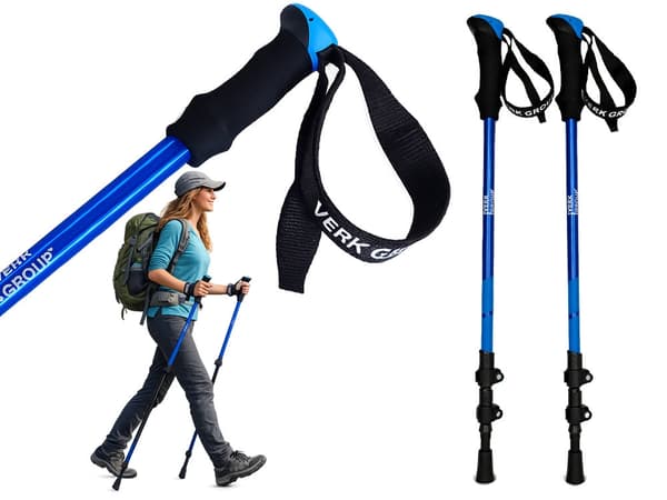 Trekkingstavar 62–137 cm aluminium blå 2-pack med spetsar och väska