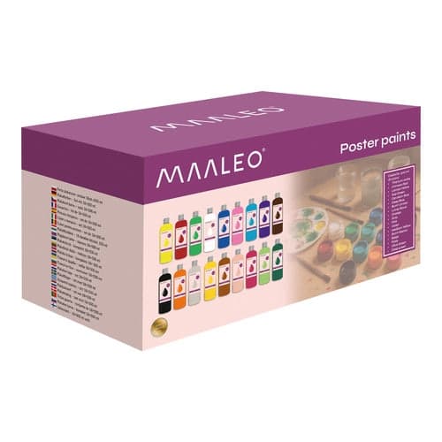 Vandbaseret akrylmaling sæt 18x500 ml mat, til børn og voksne
