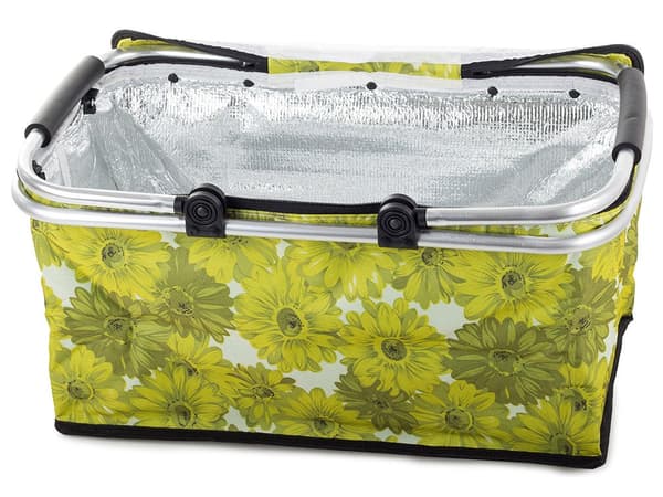 Termokurv foldbar 48x28x22 cm grøn blomster med lynlås
