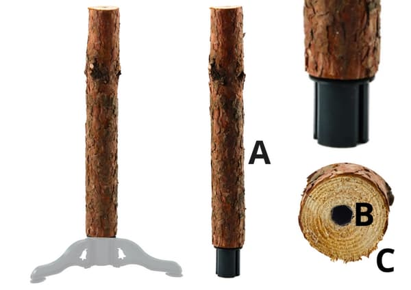 Julgransfot i trä 62 cm för stam 8-12 cm, 4 ben