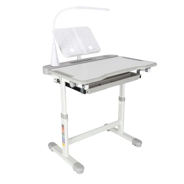 Justerbart børneskrivebord med stol og USB LED-lampe, vipbar bordplade