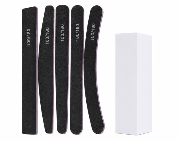 Nagelfil set 6 st – 5 dubbelsidiga 100/180 + 1 bufferfil Svart