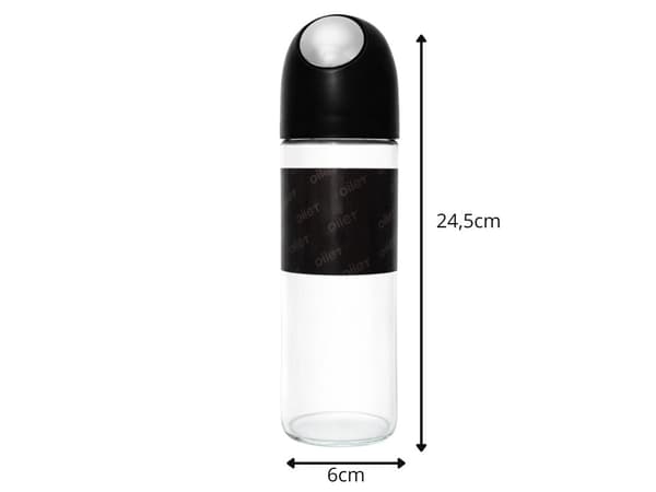 Oljedispenser glas 510 ml med gravitationskork svart