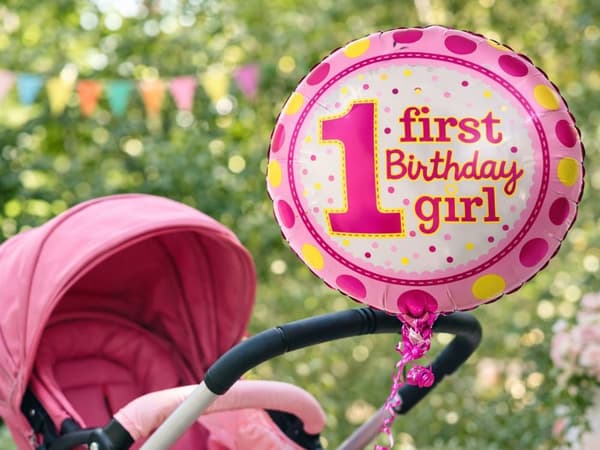 Folieballon tal 1 First Birthday 45 cm, tilfældig farve, 1 stk