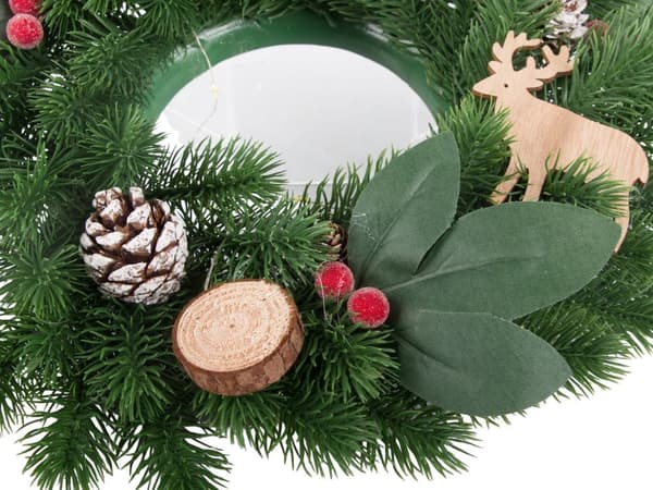 LED-julkrans med kottar 20 cm för inom- och utomhus, batteri