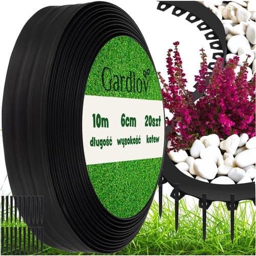 Haveafgrænsning græskant 10 m x 6 cm sort PE inkl. 20 pinde