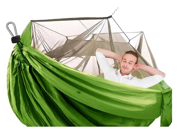 Riippumatto hyttysverkolla 250x140 cm, vihreä polyesteri, max 150 kg