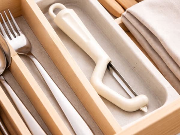 Frukt- och grönsaksskalare dubbelblad, rostfritt stål, beige 8,5 cm