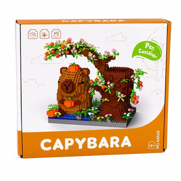 Mini byggklossar capybara med träd 1800 delar pennorganizer
