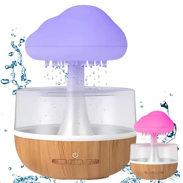 Luftfugter skyformet 200 ml med aromaterapi RGB LED genopladelig
