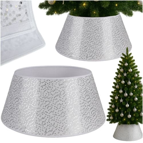 Julgransskydd 60 cm vit/silver non-woven tyg för julgransfot