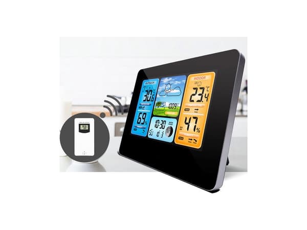 Trådløs vejrstation med ekstern sensor LCD-termometer/hygrometer