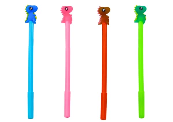Kuulakärkikynä dinosauriahahmolla, musta muste, 18 cm - valitse väri