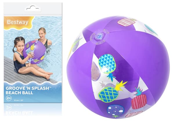 Oppustelig strandbold lilla 51 cm PVC til pool og strand 2+