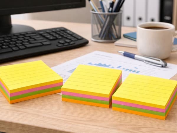 Linjerede sticky notes 76x76 mm 100 ark, selvklæbende, blandede farver