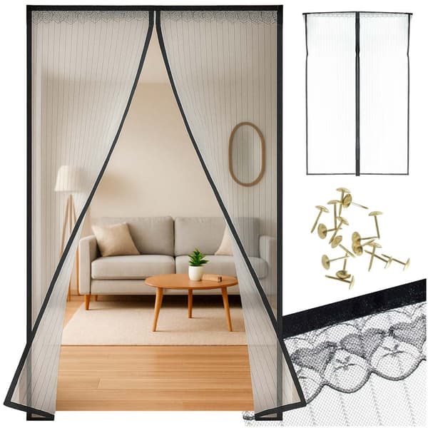 Magnetisk insektnet til dør 110x220 cm sort polyester med stifter Black