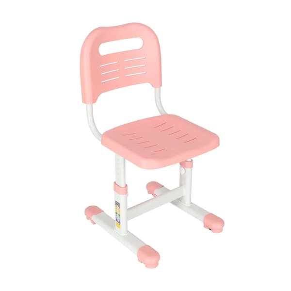 Justerbart barnskrivbord med stol och LED-lampa USB rosa/vit