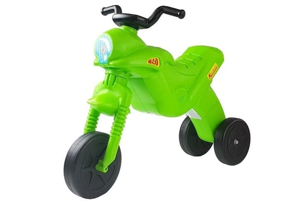 Tre-hjulet løbecykel for børn 2+ år i plast, grøn