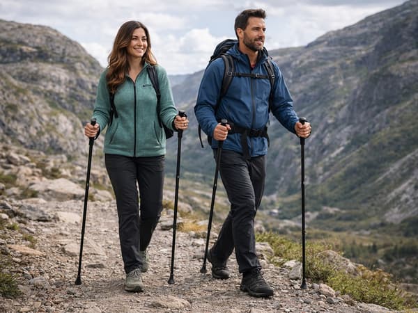 Sammenklappelige trekkingstænger aluminium anti-shock 2-pak sort