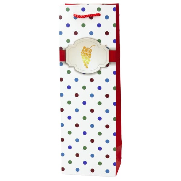 Viinipaperipussi pilkuilla 35x12x9 cm pullolle, 12-pack