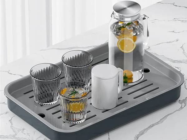 Opvaskebakke med afløbsindsats plast 37x24,5 cm grå/hvid mix