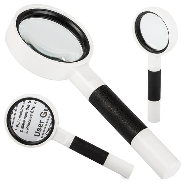 Forstørrelsesglas 7x med glaslinse 50 mm sort/hvid 15,5 cm